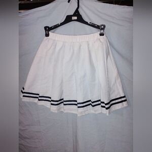 SHEIN White Skater Skirt with Black Accents